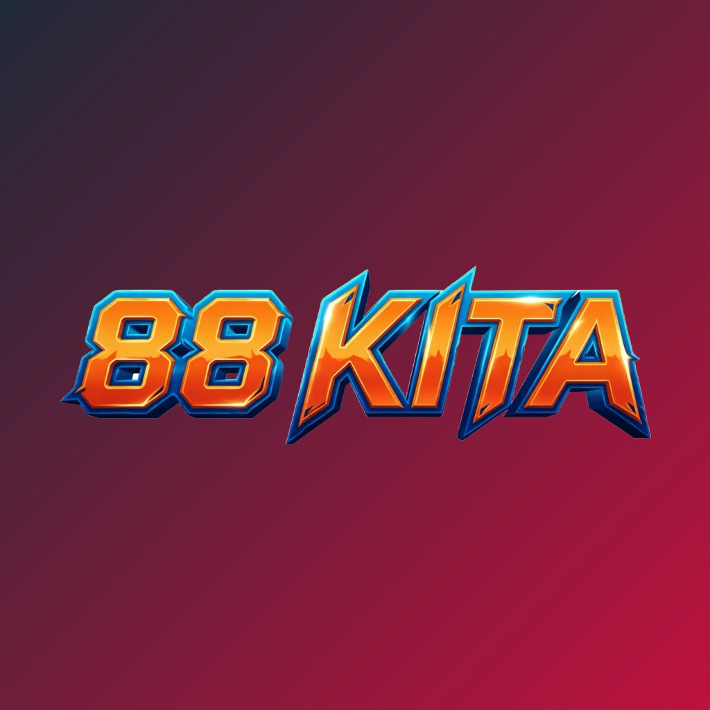 Bold 3D gaming logo with the text '88 KITA' in energetic colors, featuring a modern esports-inspired horizontal rectangular wordmark design with a transparent background for the 88 KITA brand